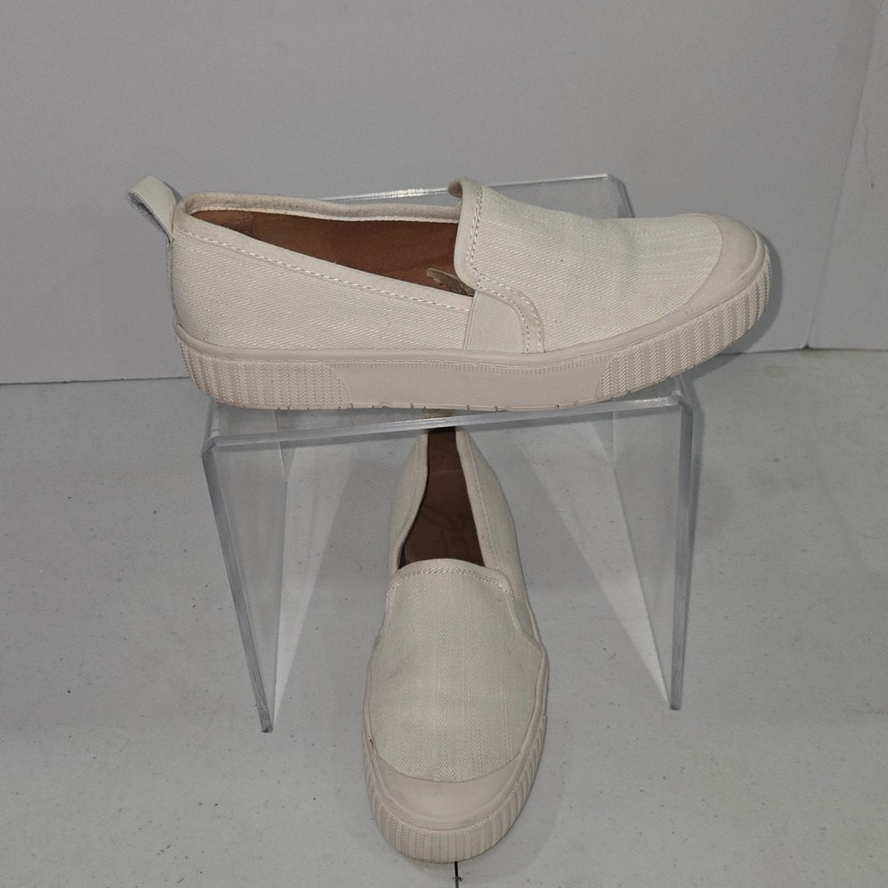 Zodiac Ciara Womens 7.5M Cream Canvas Slip On Platform Sneakers Shoes White